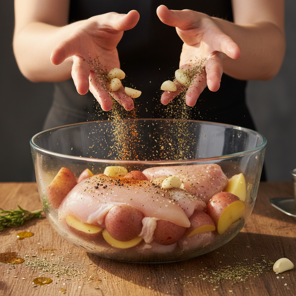 Chicken breasts coated in flour cooking in a pan