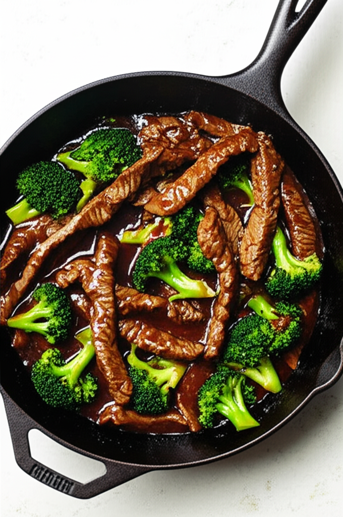 Beef and broccoli dish ready to eat