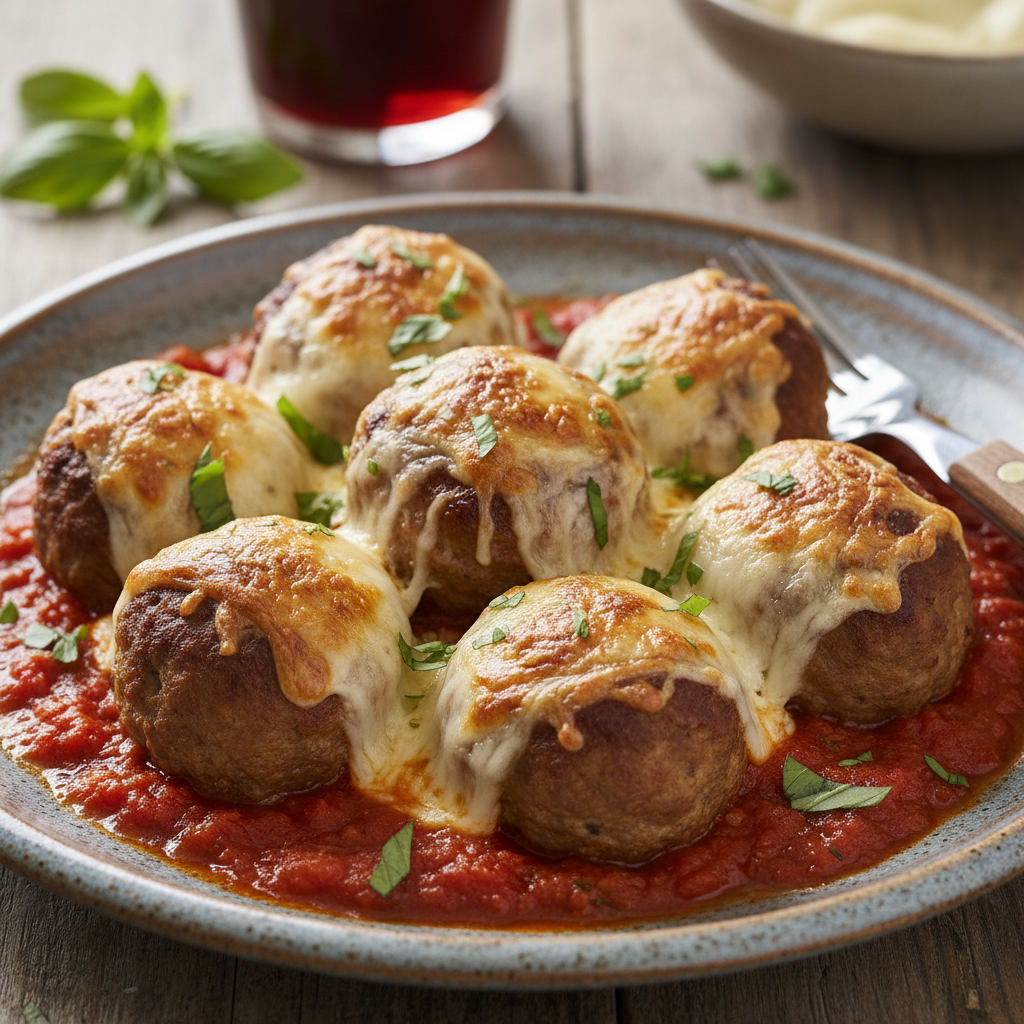 Serving baked meatballs with sides