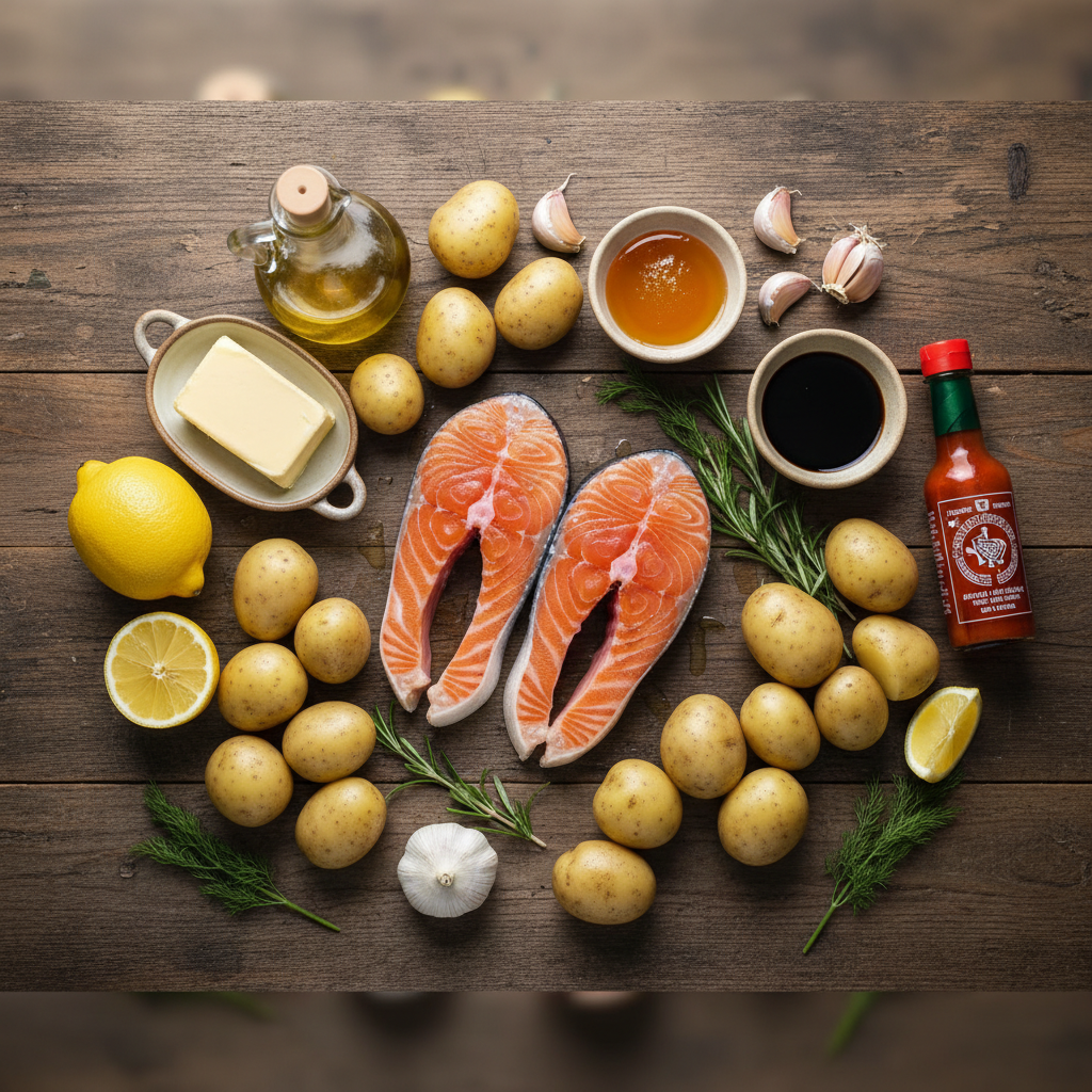 Ingredients for glazed salmon