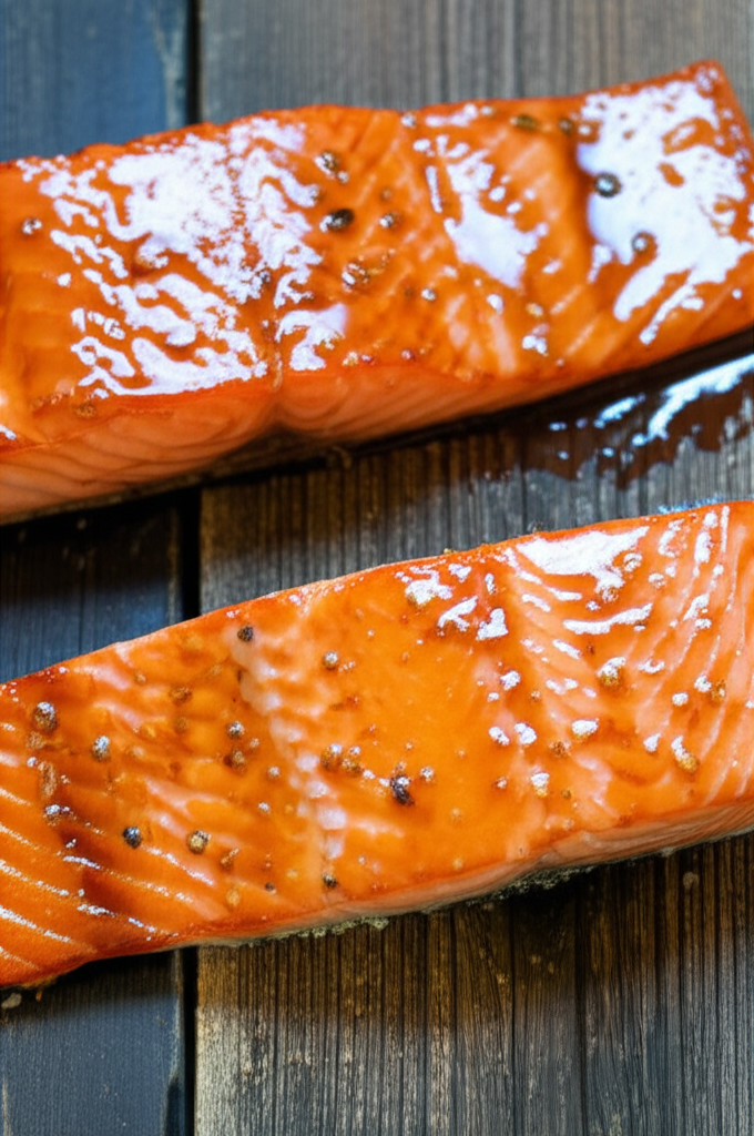 Honey-glazed salmon on a plate