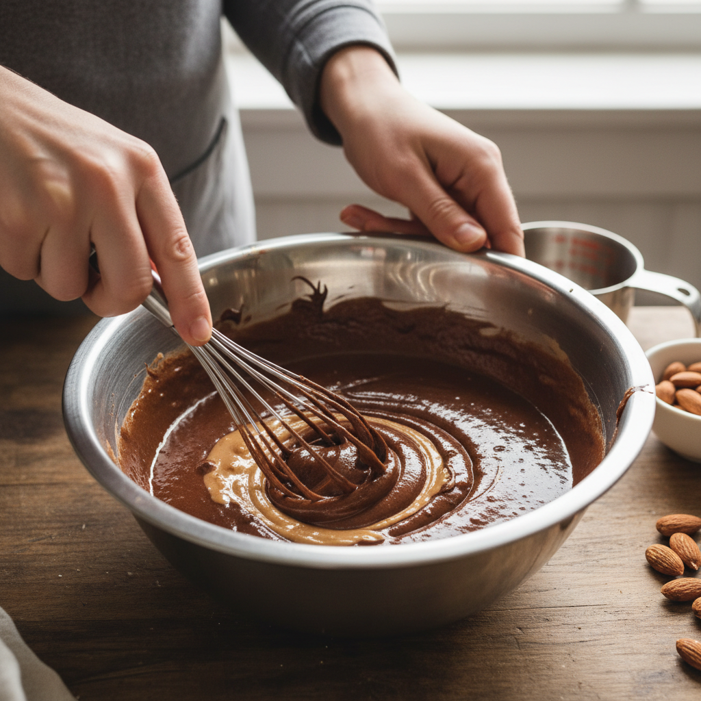 Mixing ingredients for brownie bites