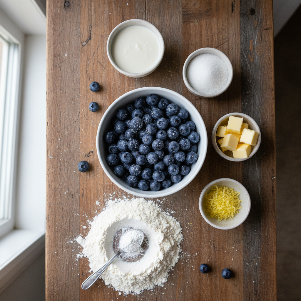 Ingredients for Blueberry Buttermilk Breakfast Cake