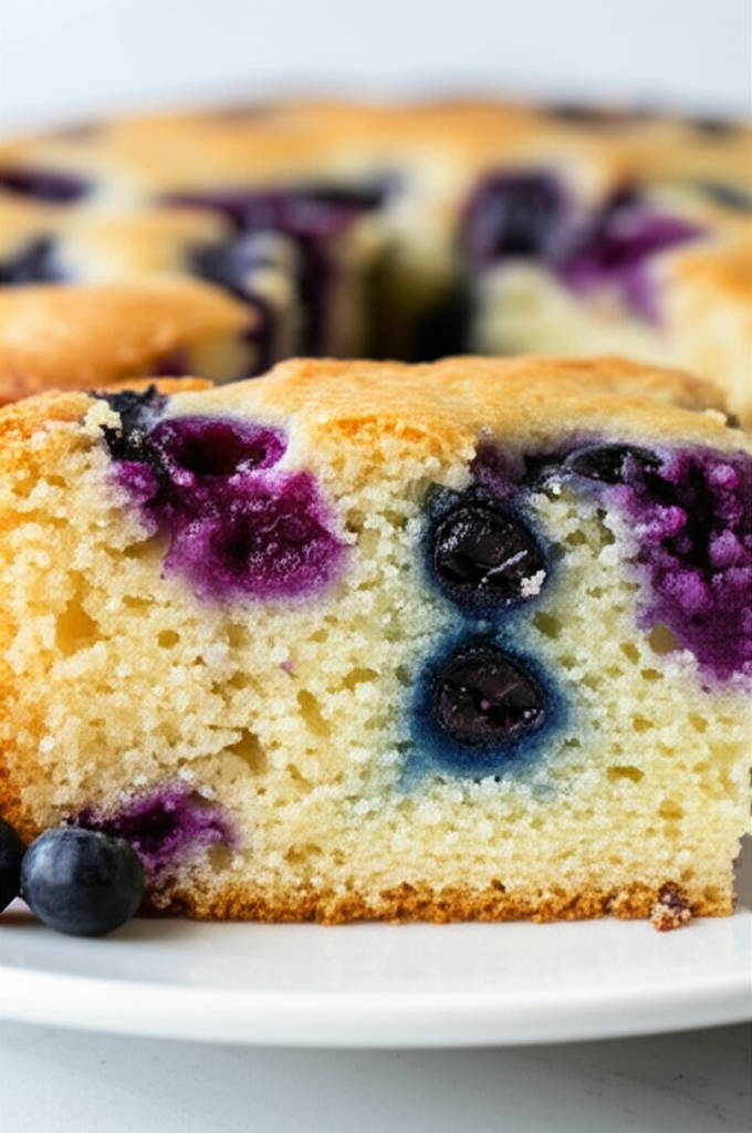 Blueberry Buttermilk Breakfast Cake on a plate