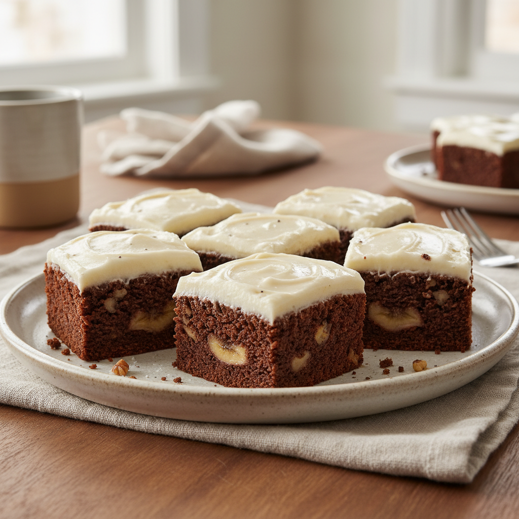 Finished banana bread brownies ready to eat