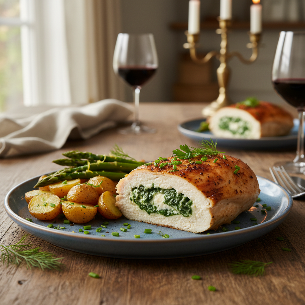 Finished baked stuffed chicken breast