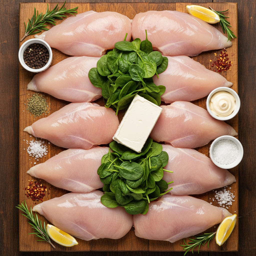 Ingredients for stuffed chicken breast recipe