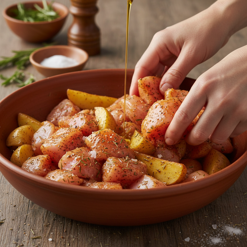 Chicken coated with egg and parmesan mixture ready to cook