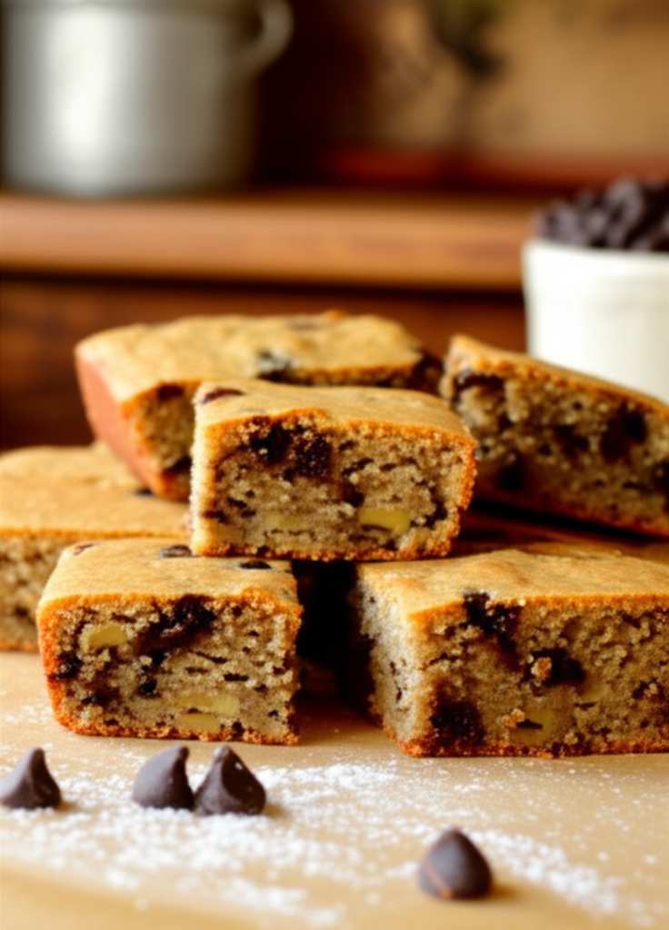 Chocolate chip banana bars freshly baked