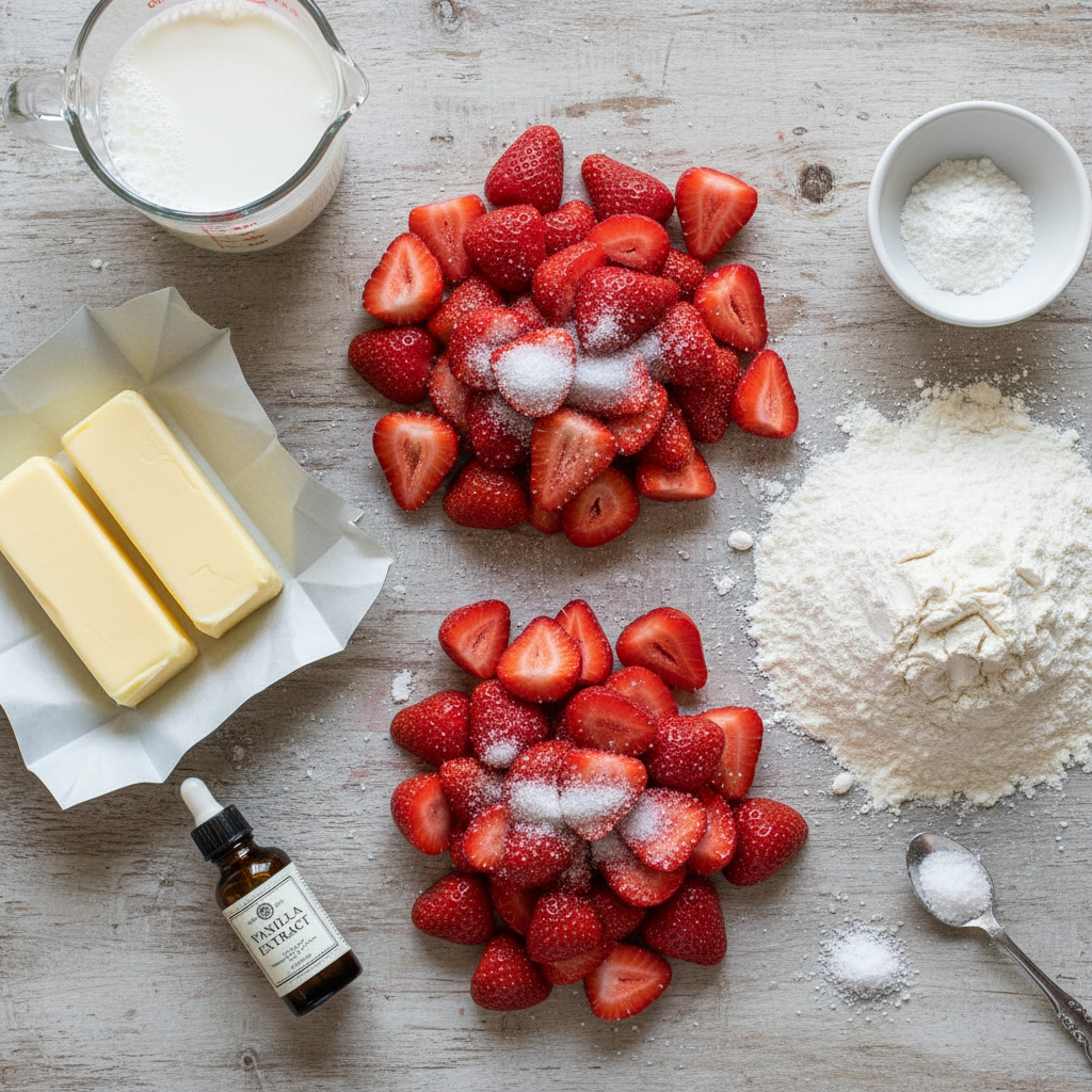 Ingredients for strawberry cobbler