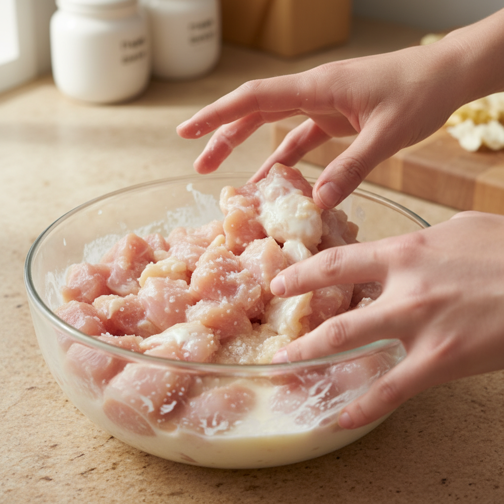 Chicken soaking in marinade
