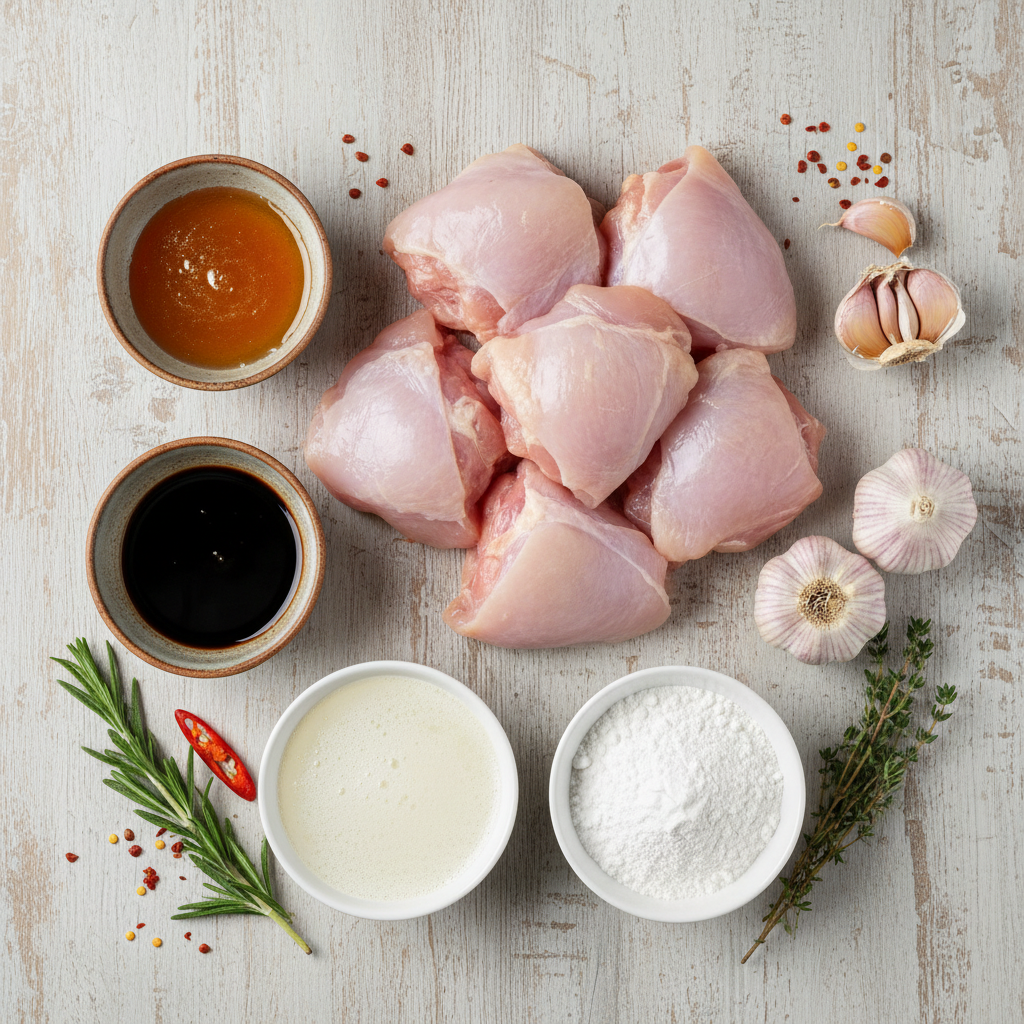 Ingredients for Crispy Chinese Honey Garlic Chicken