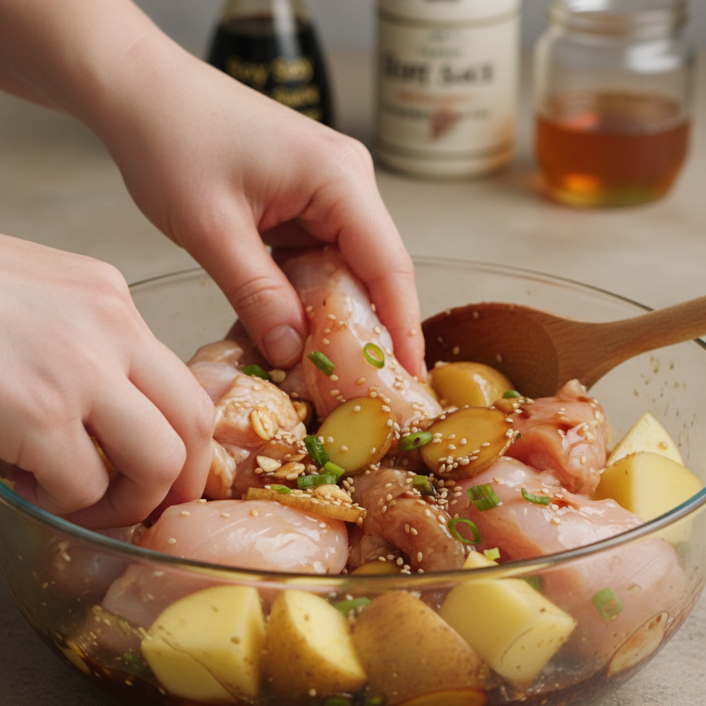 Mixing Teriyaki Sauce Ingredients