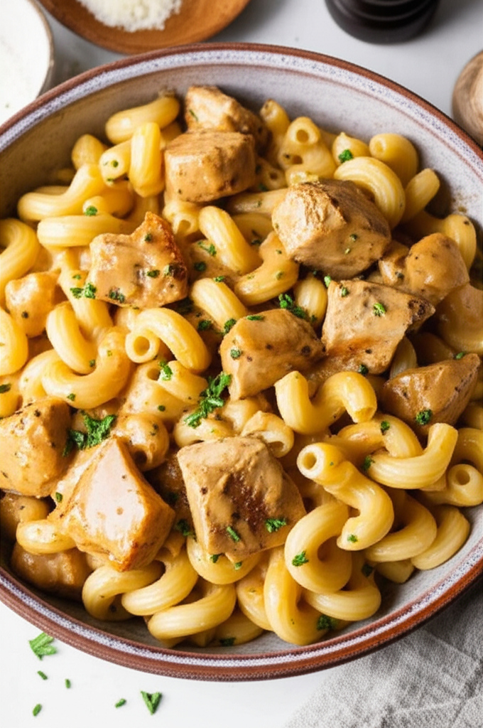 Marry Me Chicken Pasta plated on a white dish