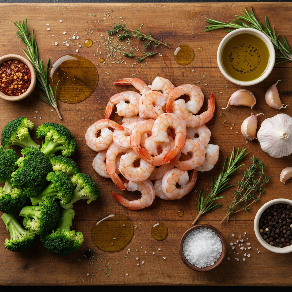 Ingredients for Garlic Shrimp and Broccoli recipe
