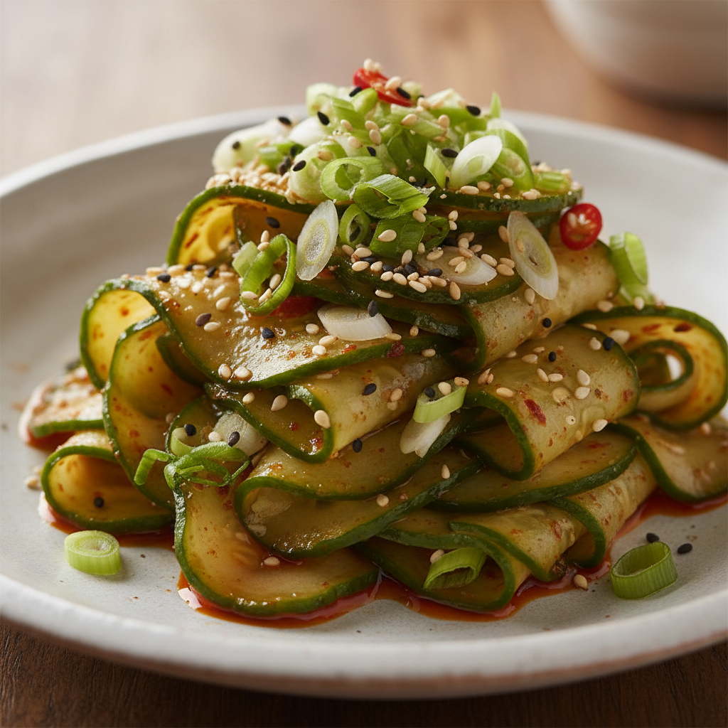 Spicy cucumber salad displayed as meal side or snack