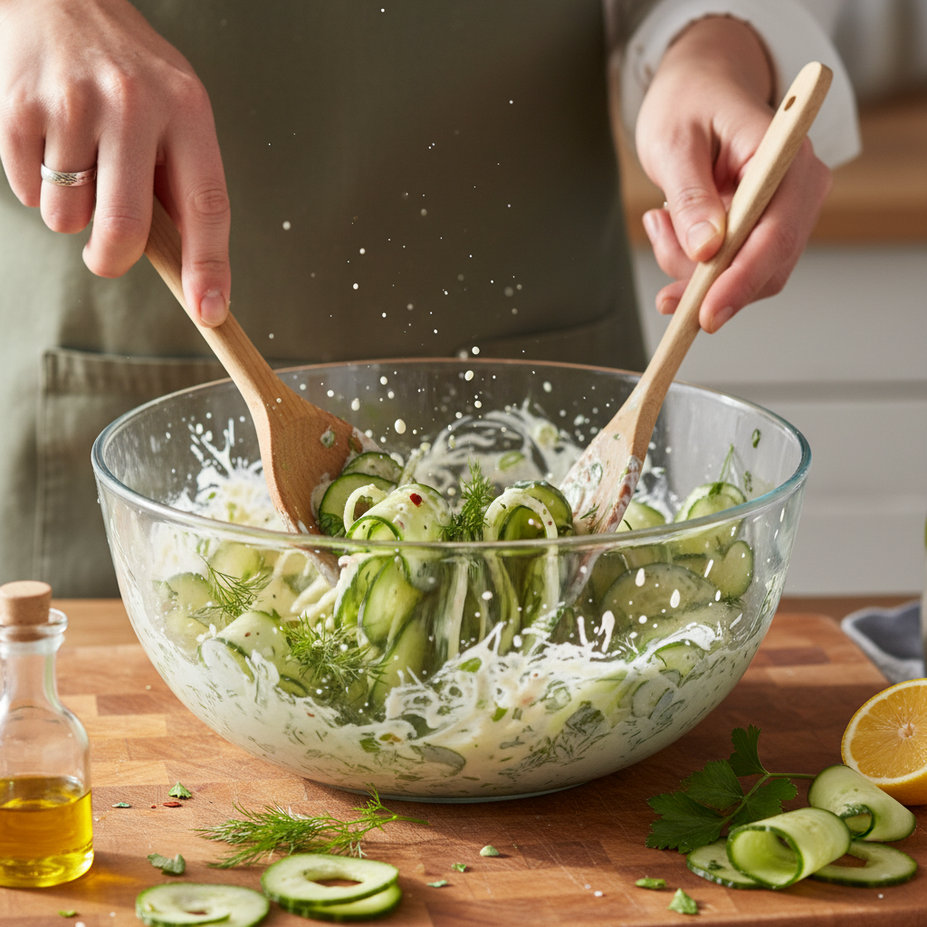Cutting accordion cucumbers step-by-step