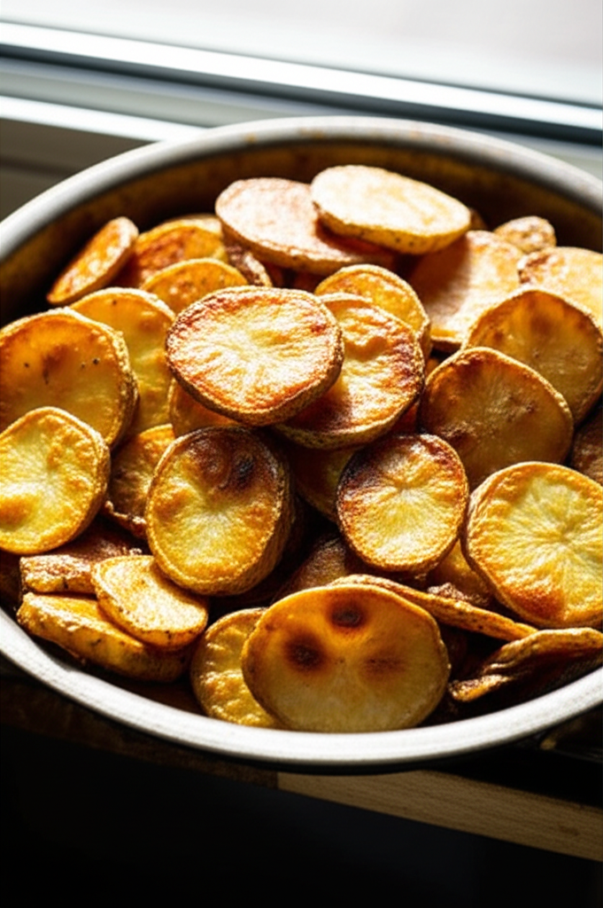 Golden crispy air fryer sliced potatoes