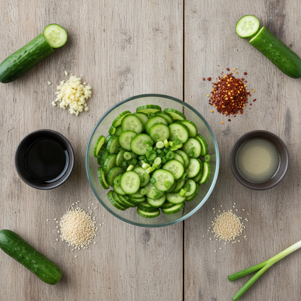 Ingredients for spicy cucumber salad