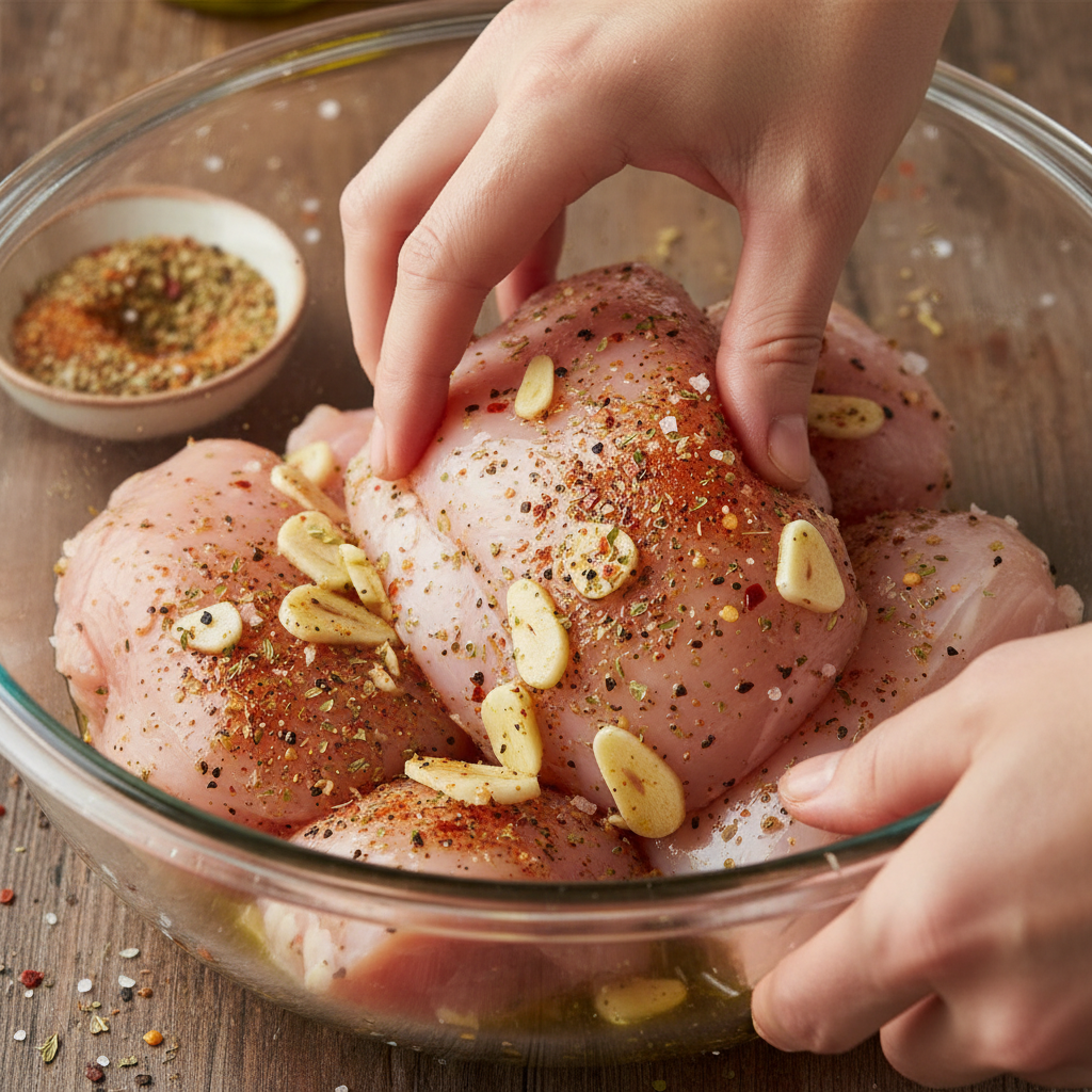 Chicken coated with flour for cooking