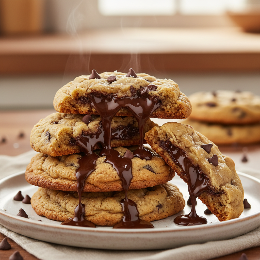 Finished banana chocolate chip cookies ready to enjoy