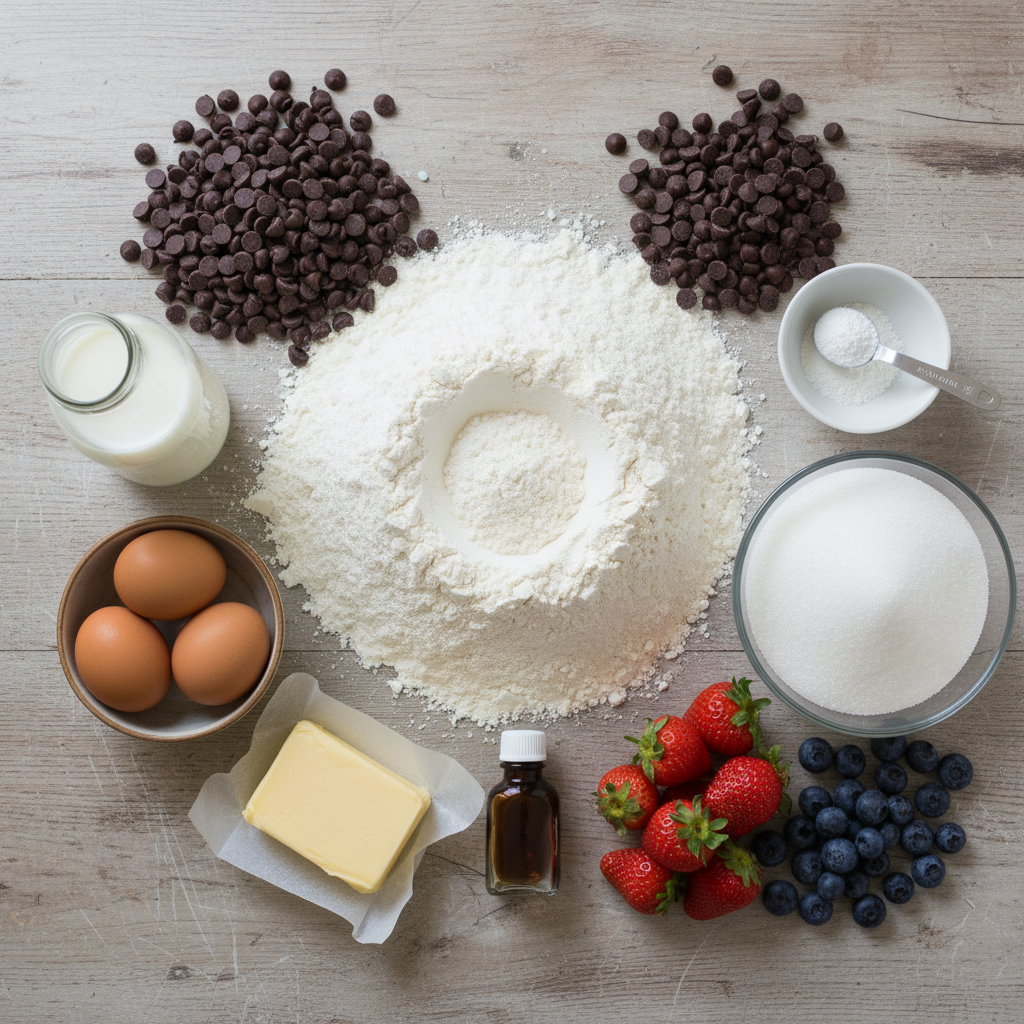 Ingredients for pancake tiny muffins