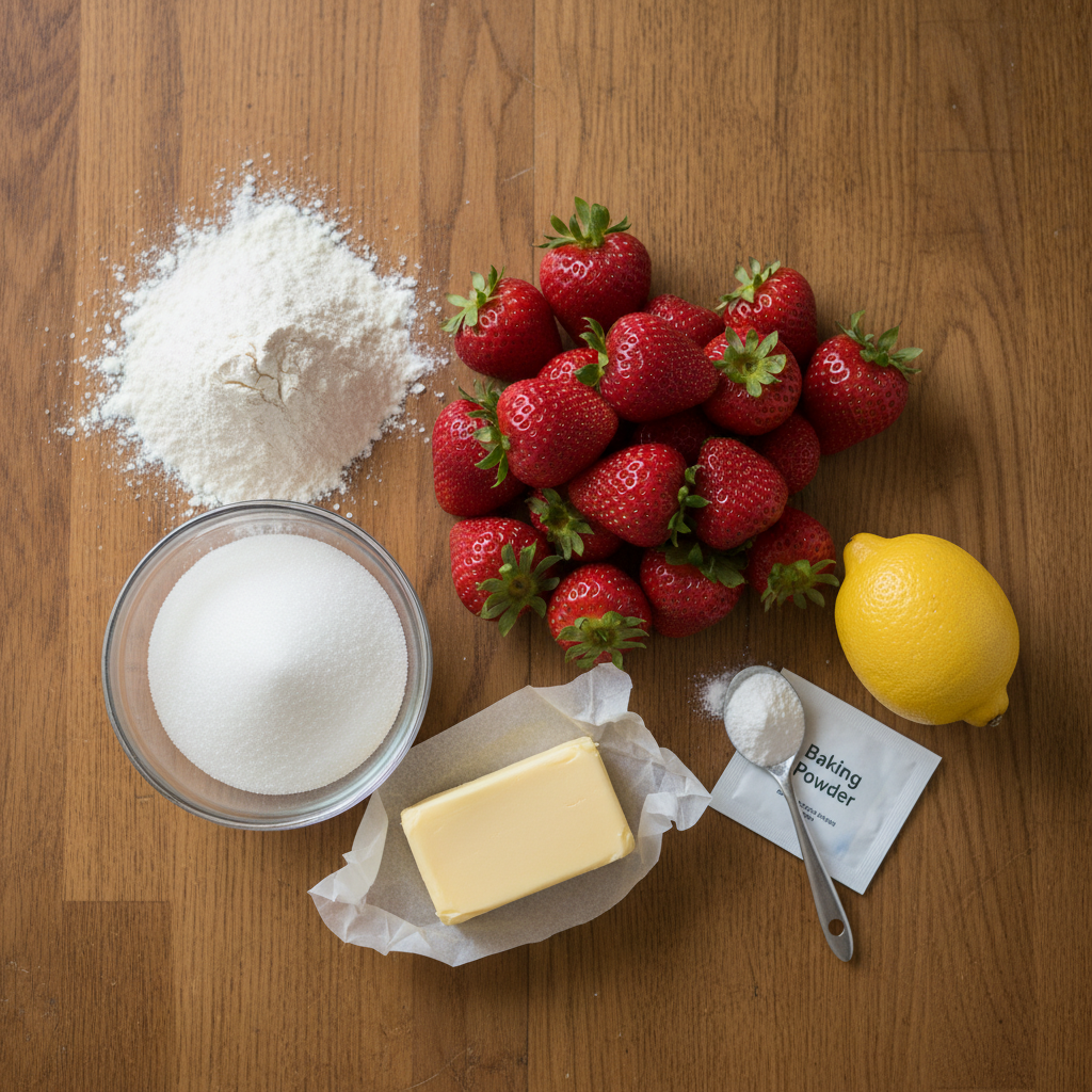 Ingredients for strawberry cobbler