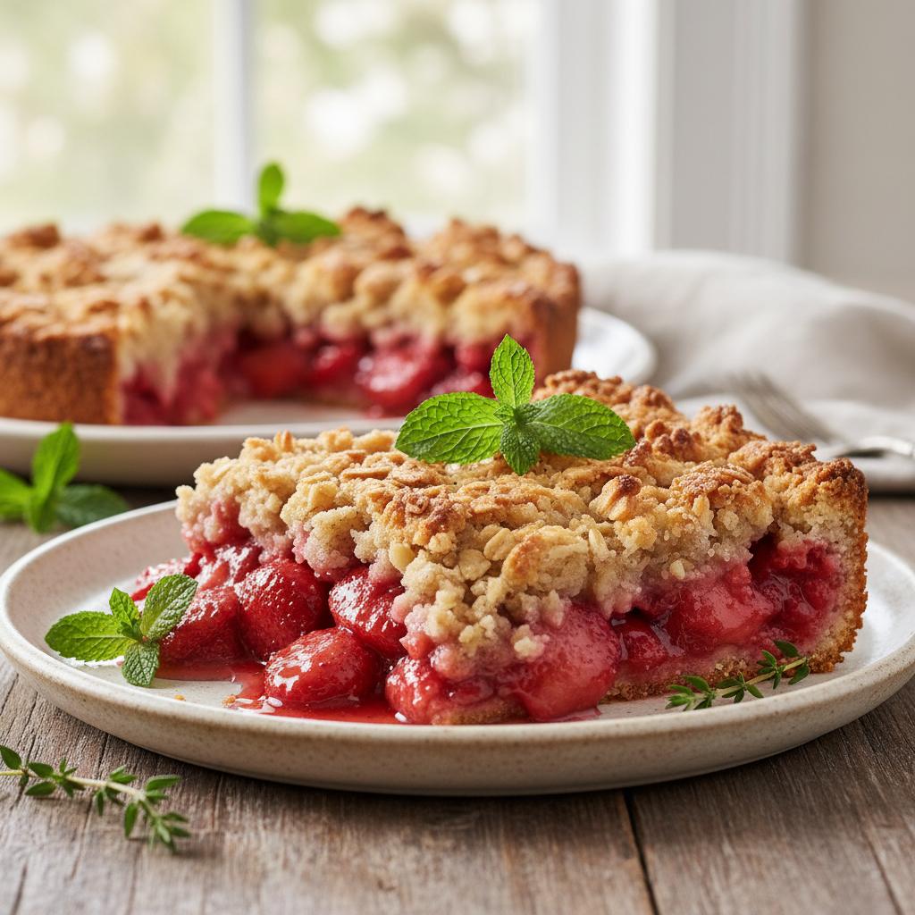 Baked strawberry cobbler in dish