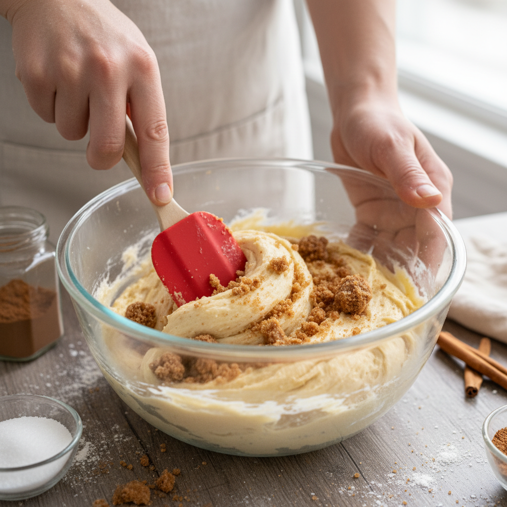 Layering dough and cinnamon sugar mixture