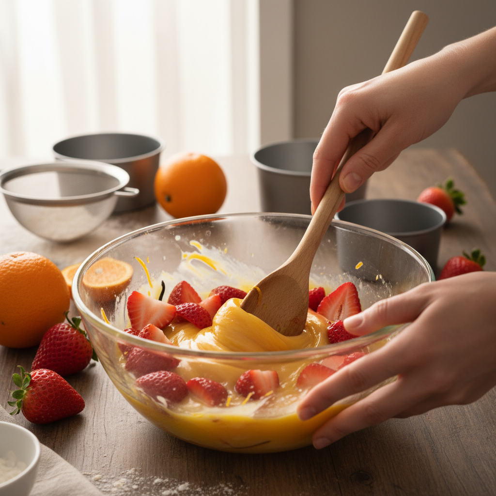 Topping sprinkled on strawberries