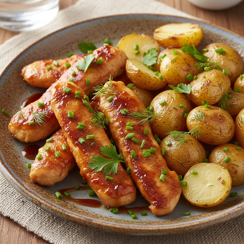 Finished teriyaki chicken garnished and ready to serve