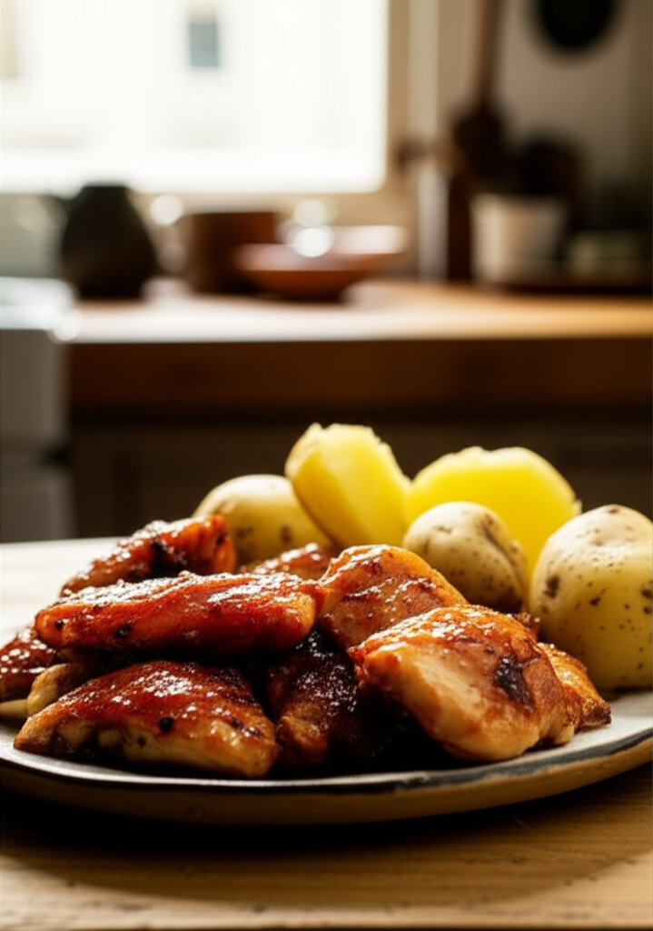 Teriyaki chicken plated meal