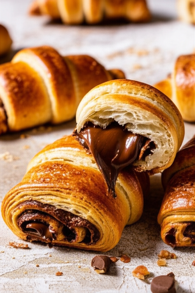 Nutella crescent rolls with chocolate hazelnut center