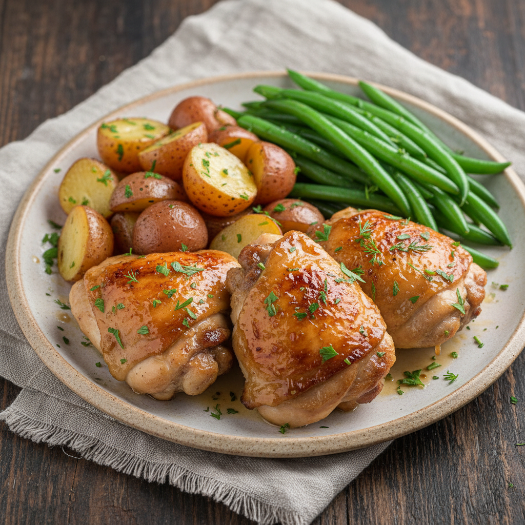 Adding green beans near the end of cooking honey garlic chicken