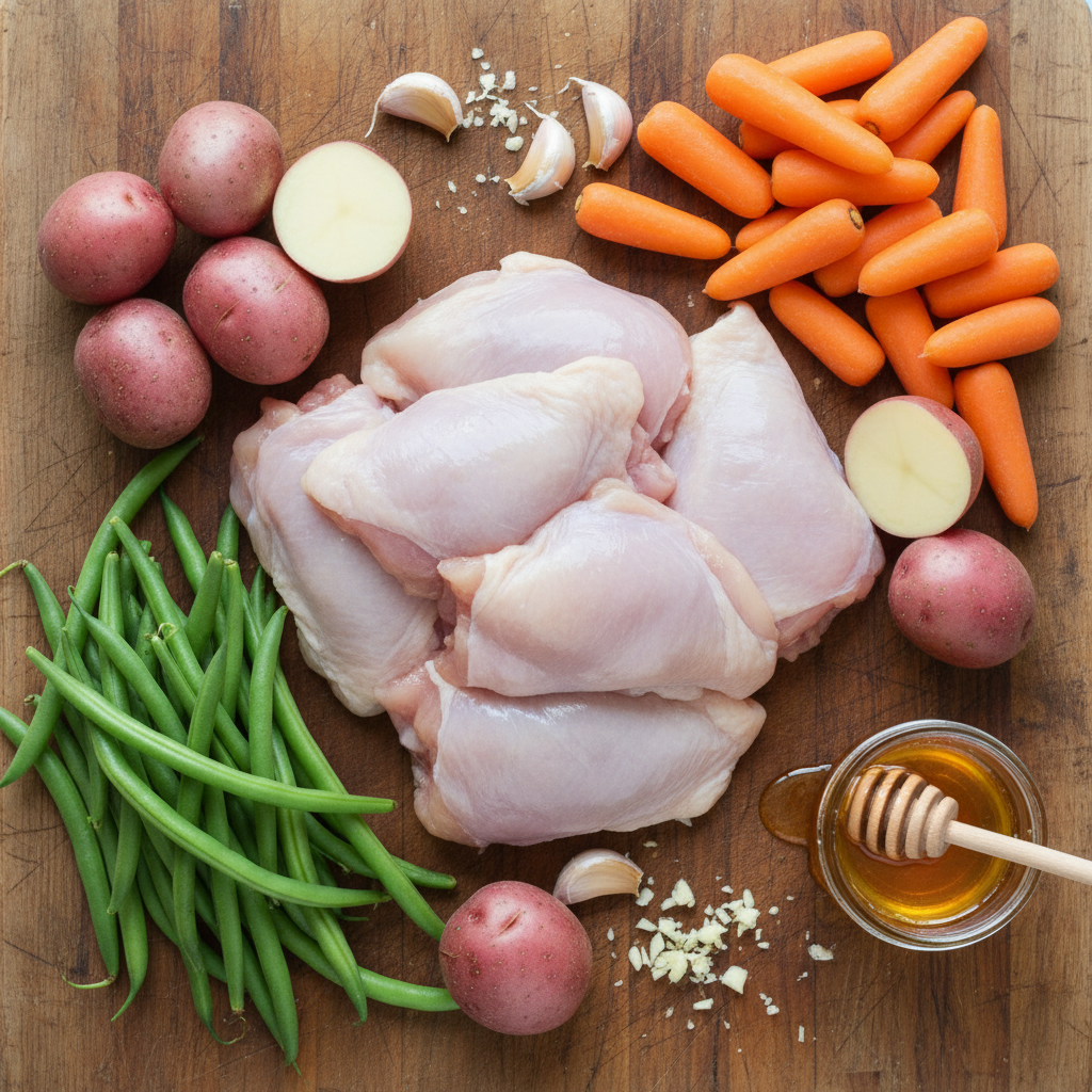 Ingredients needed for slow cooker honey garlic chicken