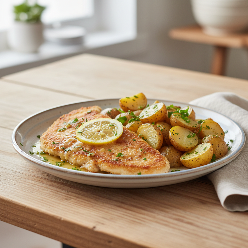 Serving suggestion with Chicken Scallopini and pasta