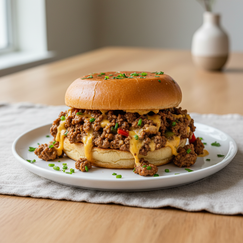 Finished Philly Cheese Steak Sloppy Joes