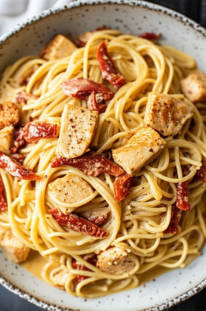 Creamy Marry Me Chicken Pasta dish on a plate