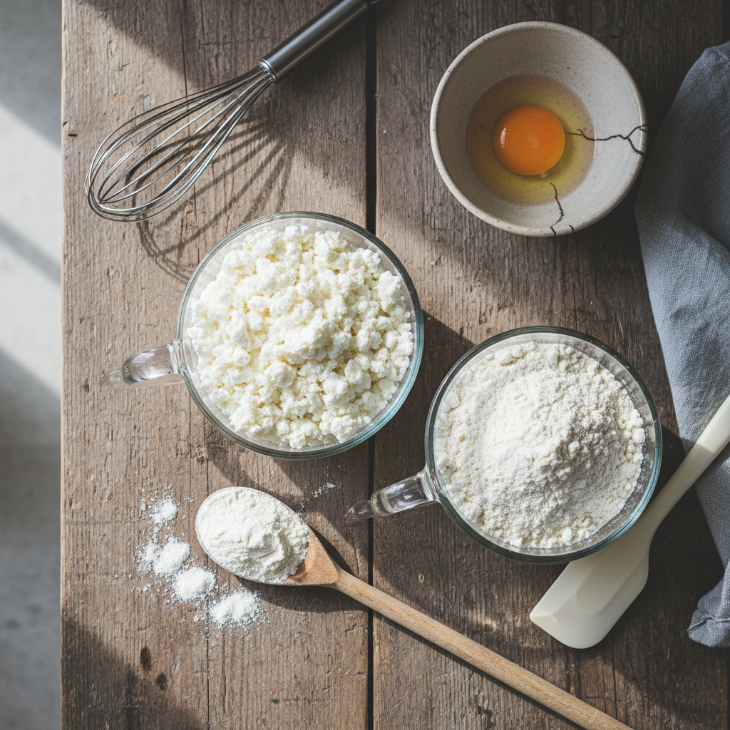 Ingredients and tools for making flatbread