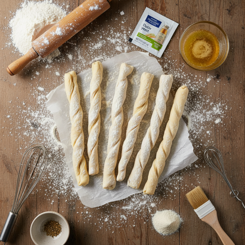 Ingredients neatly arranged for Olive Garden Breadsticks