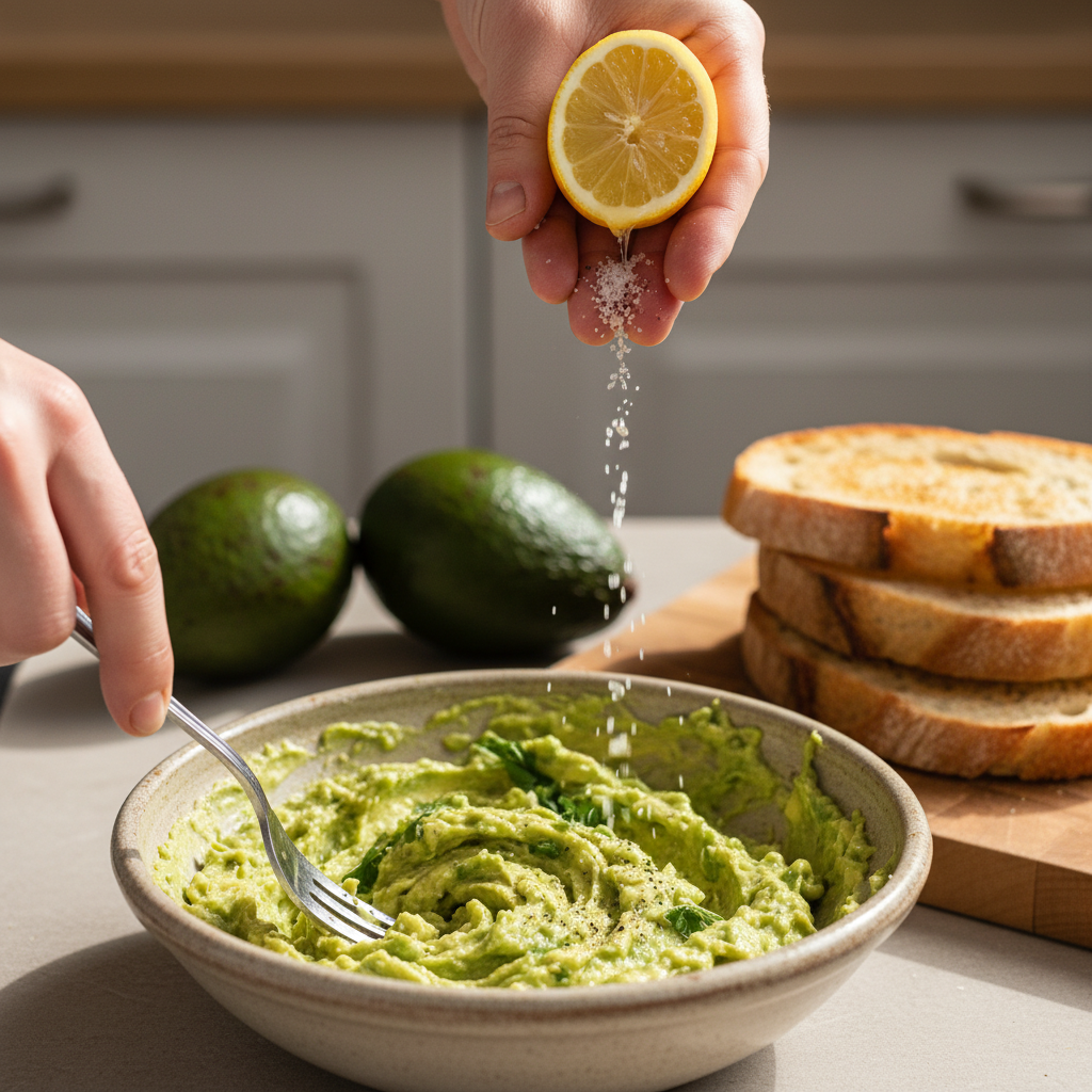 Avocado toast with lemon and pepper