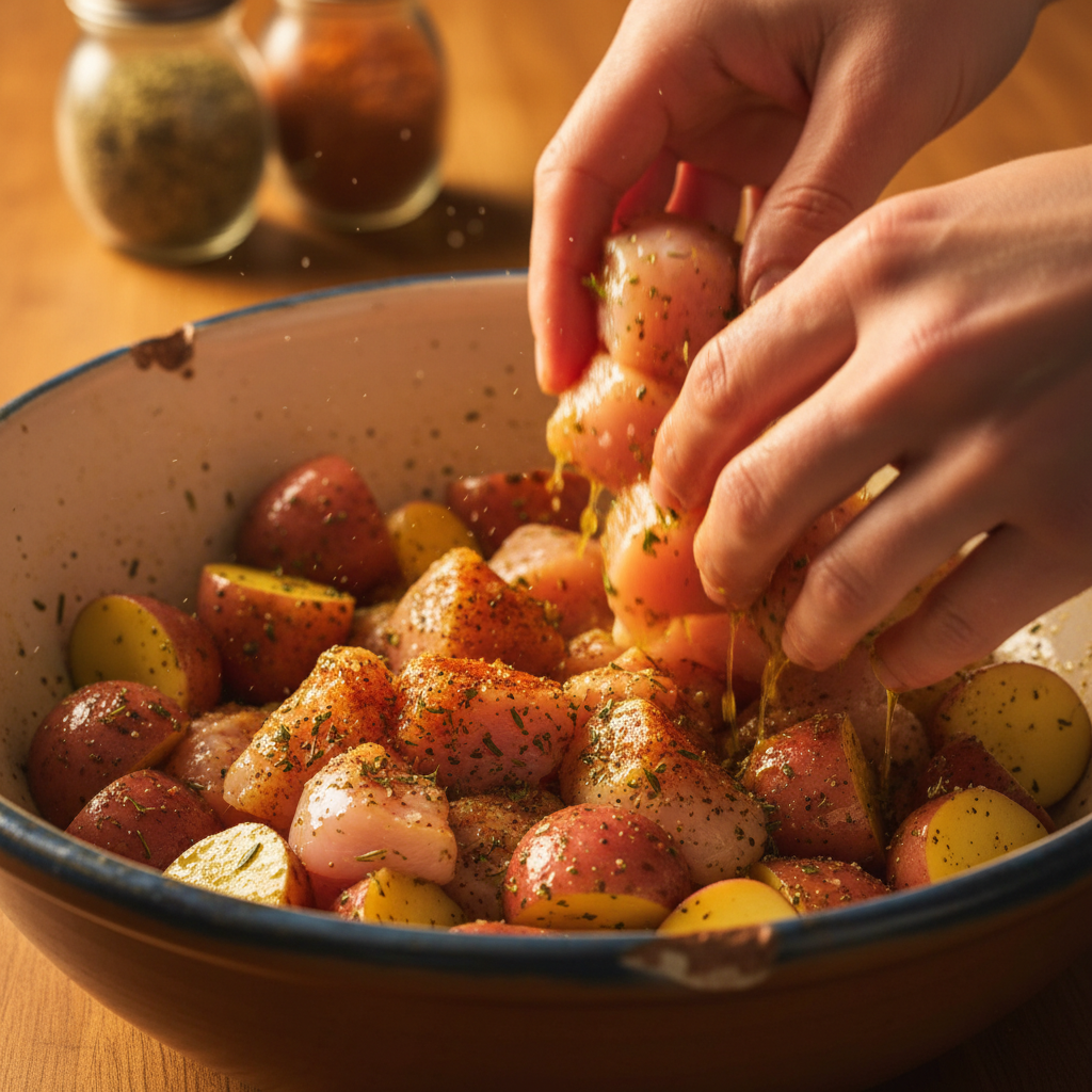 Marinating chicken for bowls