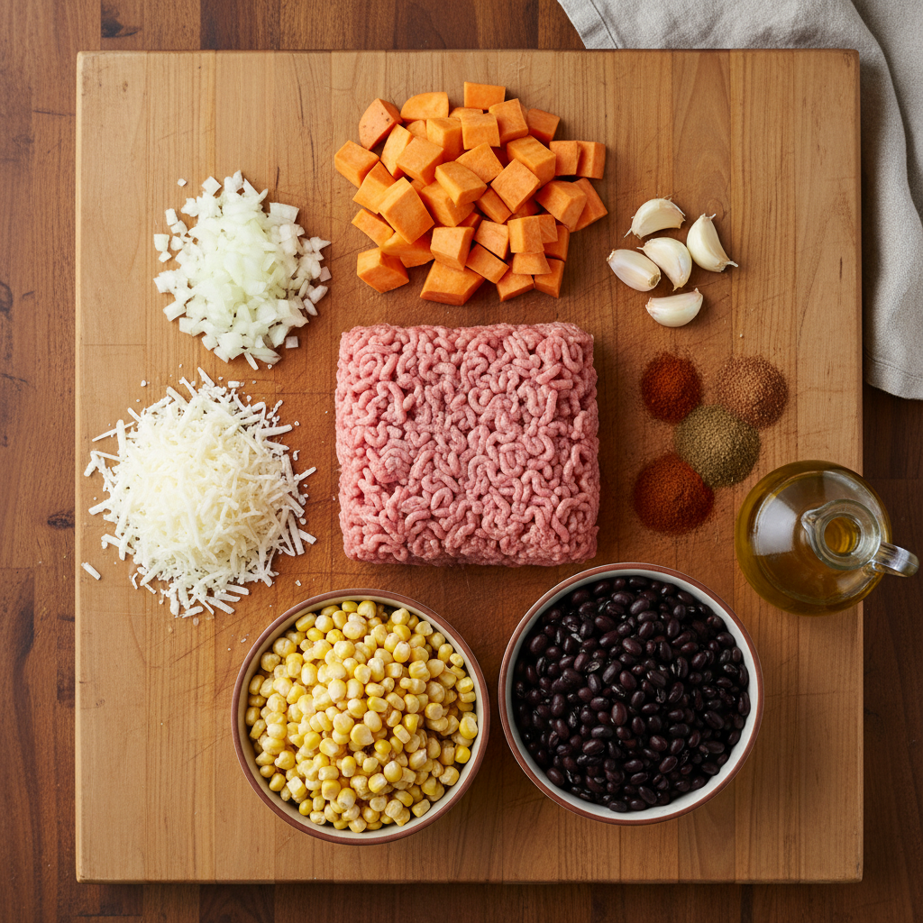 Ingredients for Ground Turkey Sweet Potato Casserole