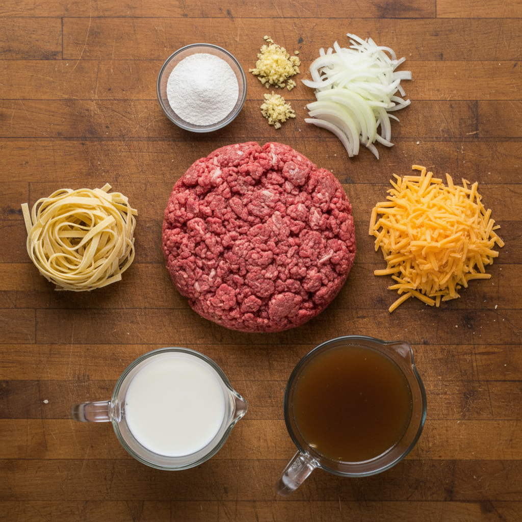 Ingredients for Beef & Cheddar Ranch Pasta