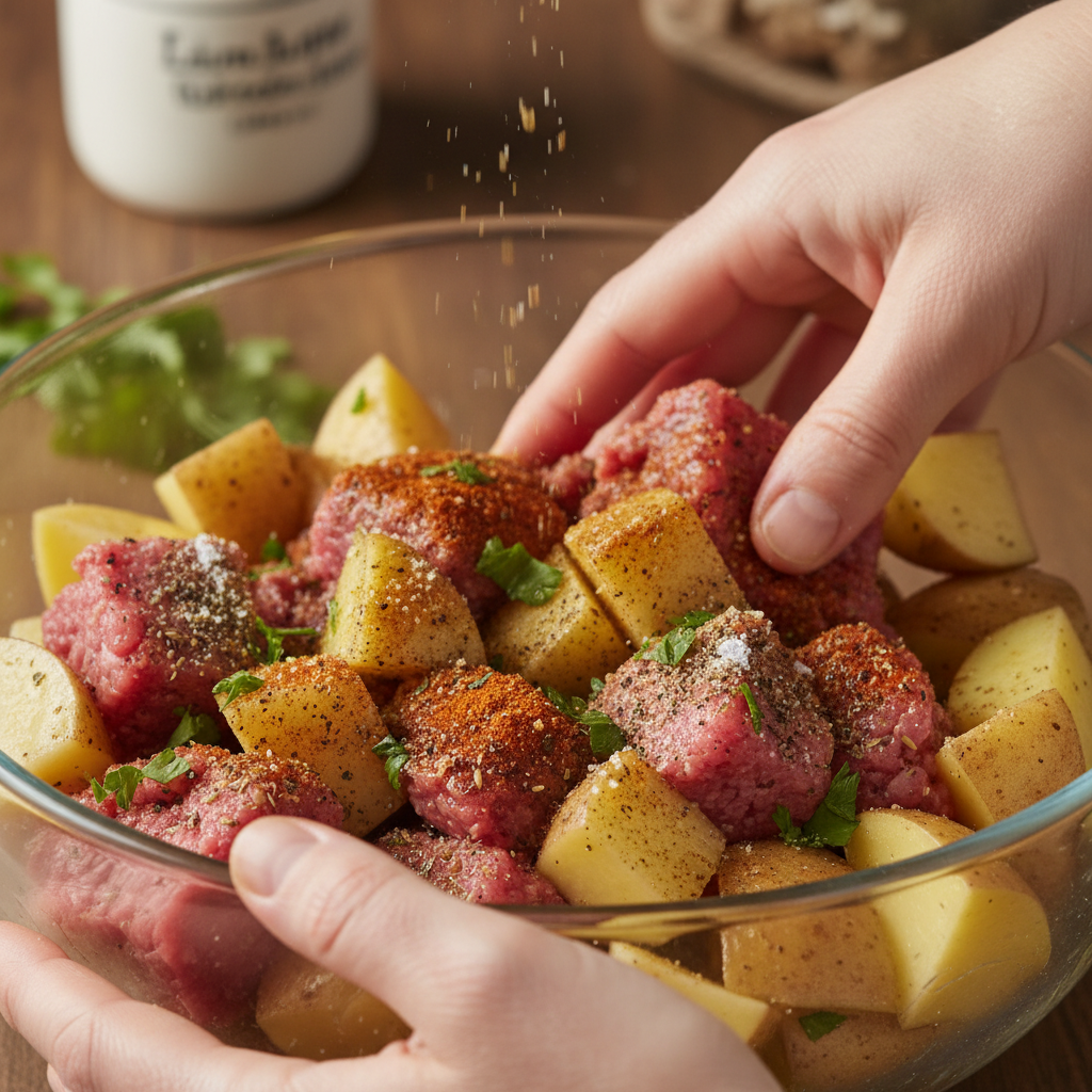Browning meat and sausage for spaghetti sauce