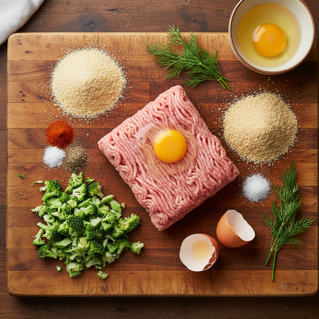 Ingredients for Broccoli Chicken Fritters