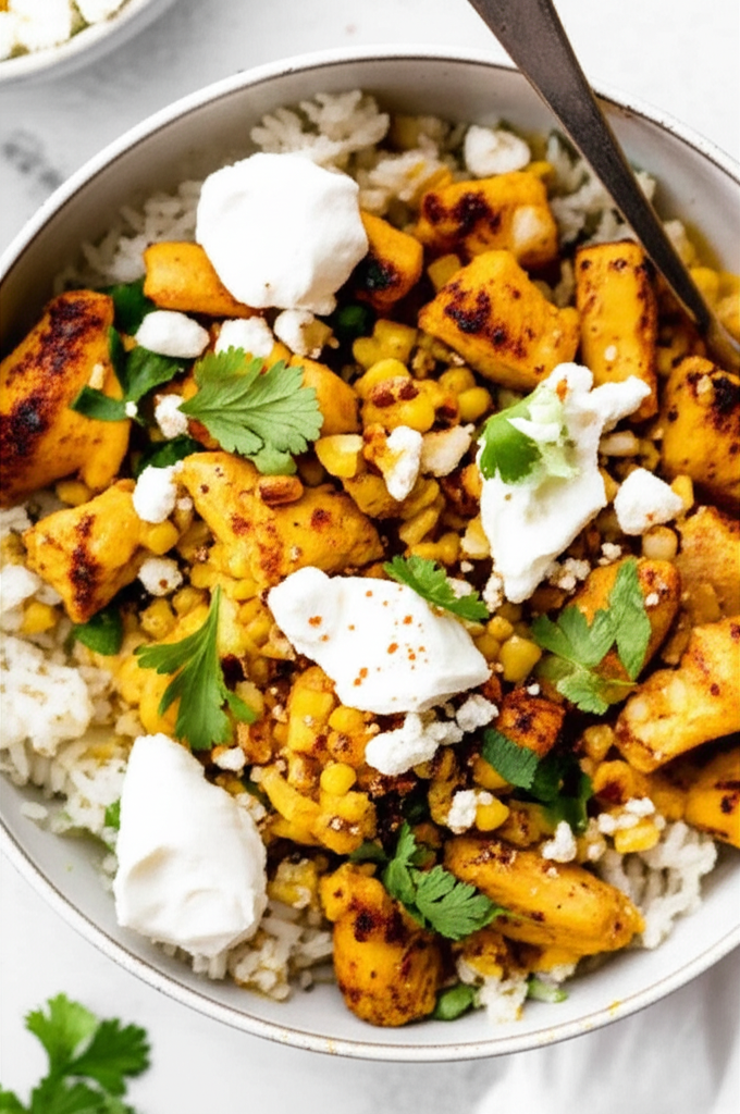 Colorful Street Corn Chicken Rice Bowl