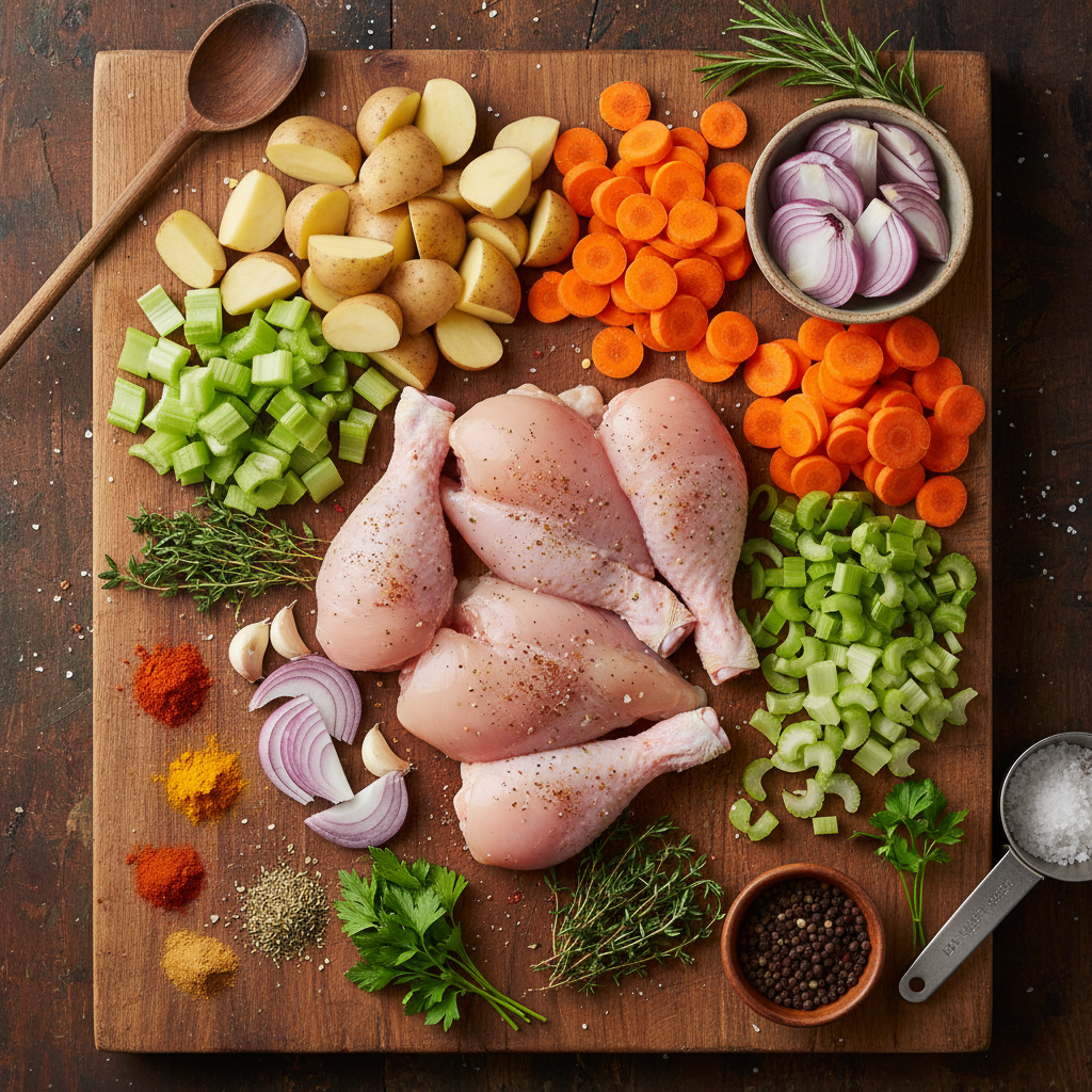 Ingredients for chicken vegetable soup