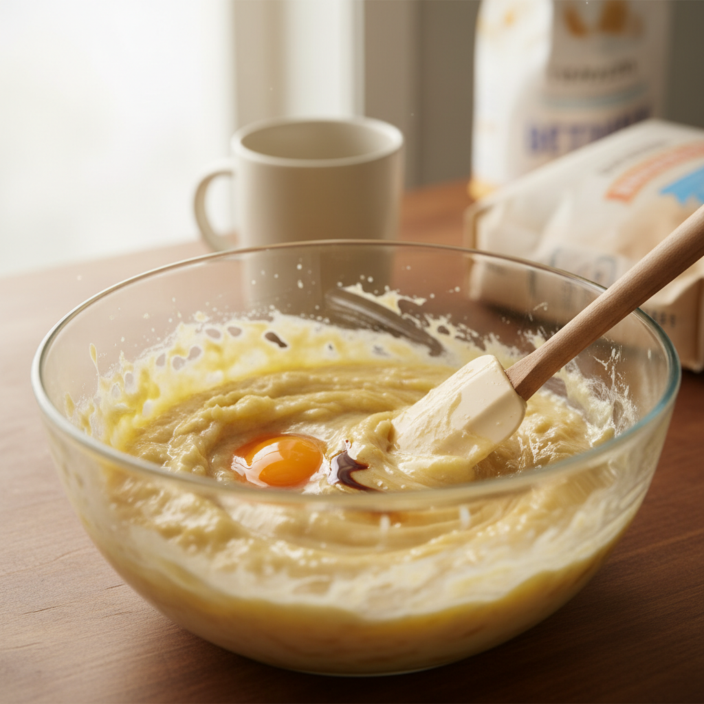 Mixing wet ingredients for banana oatmeal cookies