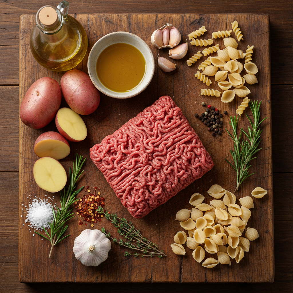 Ingredients for Ground Beef Pasta